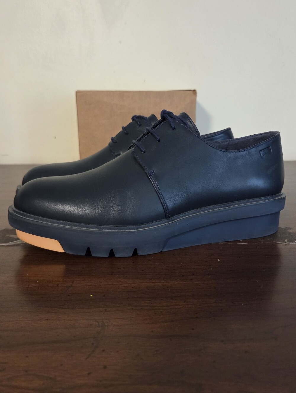 Camper Marta Womens Size 39 US 9 Dark Navy Blue Leather Platform Oxford K200114